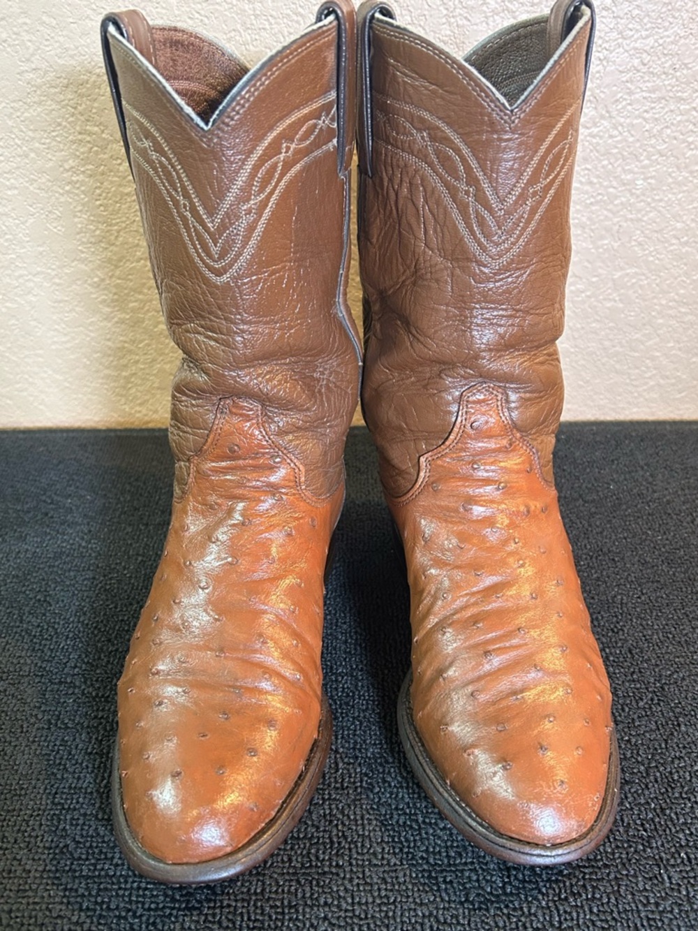 Justin Full Quill Ostrich Boots . Women’s Sir 6.5B Cognac/Brown RoperJ80840. USA